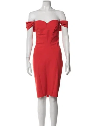 Pre-owned Chiara Boni Off-the-shoulder Knee-length Dress In Red
