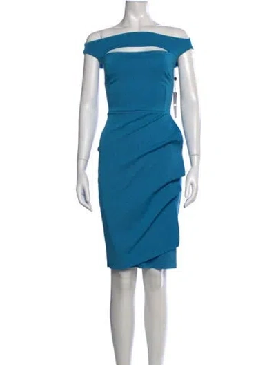 Pre-owned Chiara Boni Off-the-shoulder Knee-length Dress W/ Tags In Blue