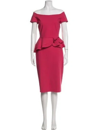 Pre-owned Chiara Boni Off-the-shoulder Knee-length Dress W/ Tags In Pink