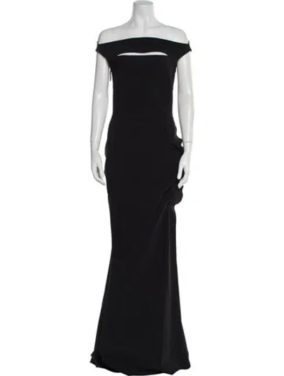 Pre-owned Chiara Boni Off-the-shoulder Long Dress In Black