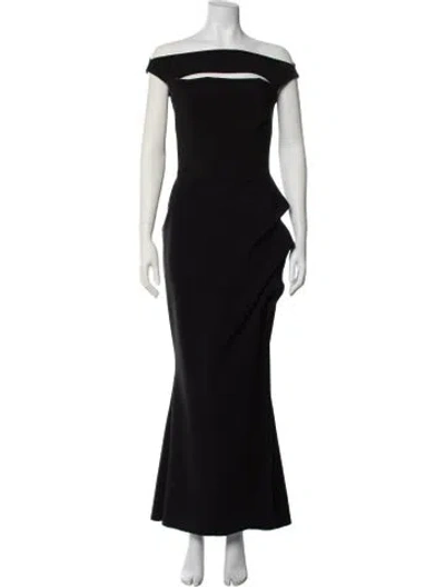 Pre-owned Chiara Boni Off-the-shoulder Long Dress In Black