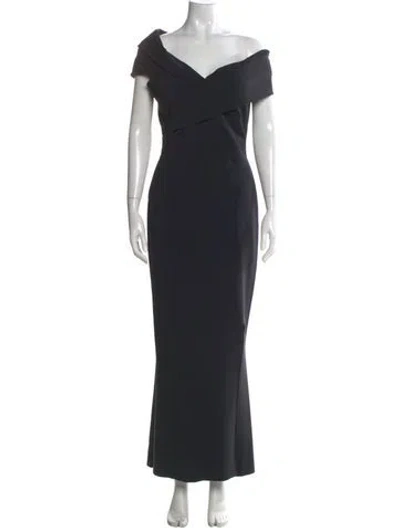 Pre-owned Chiara Boni Off-the-shoulder Long Dress In Black
