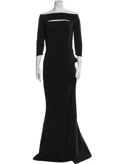 Pre-owned Chiara Boni Off-the-shoulder Long Dress In Black