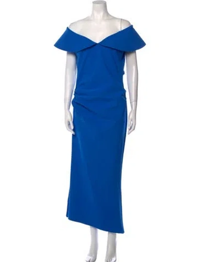 Pre-owned Chiara Boni Off-the-shoulder Long Dress In Blue
