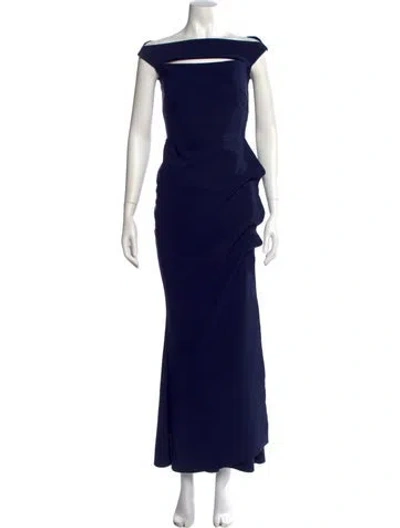Pre-owned Chiara Boni Off-the-shoulder Long Dress In Blue