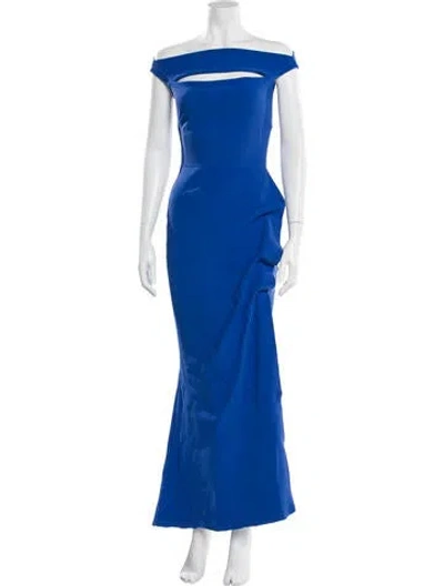 Pre-owned Chiara Boni Off-the-shoulder Long Dress In Blue
