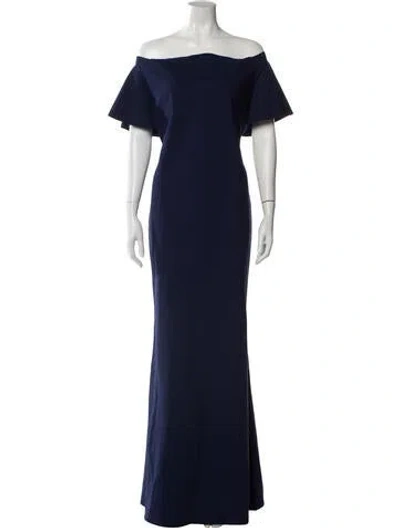Pre-owned Chiara Boni Off-the-shoulder Long Dress In Blue