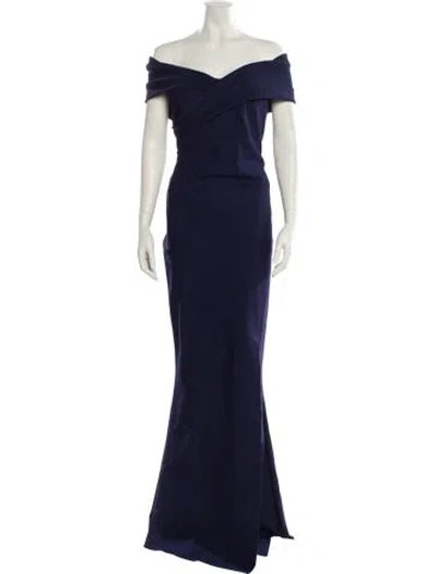 Pre-owned Chiara Boni Off-the-shoulder Long Dress In Blue