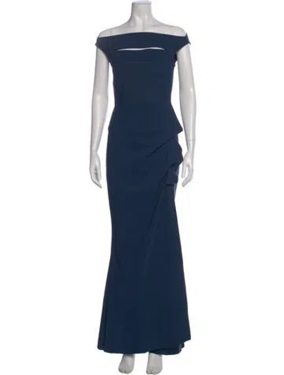 Pre-owned Chiara Boni Off-the-shoulder Long Dress In Blue