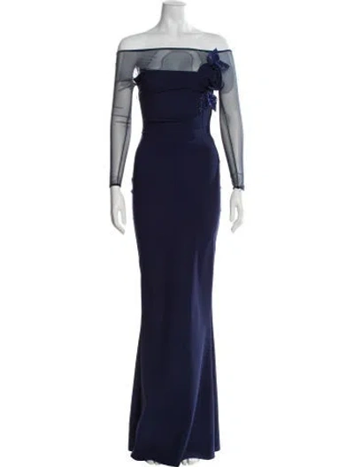 Pre-owned Chiara Boni Off-the-shoulder Long Dress In Blue