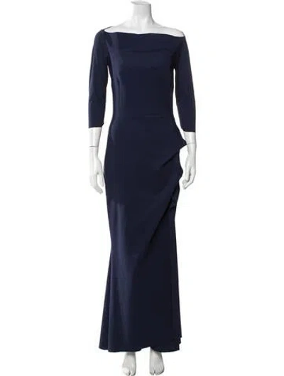 Pre-owned Chiara Boni Off-the-shoulder Long Dress In Blue