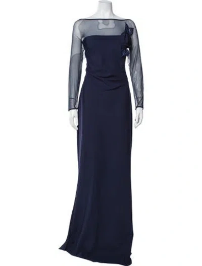 Pre-owned Chiara Boni Off-the-shoulder Long Dress In Blue