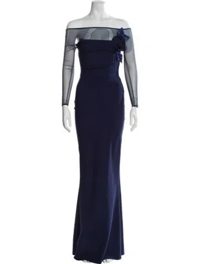 Pre-owned Chiara Boni Off-the-shoulder Long Dress In Blue