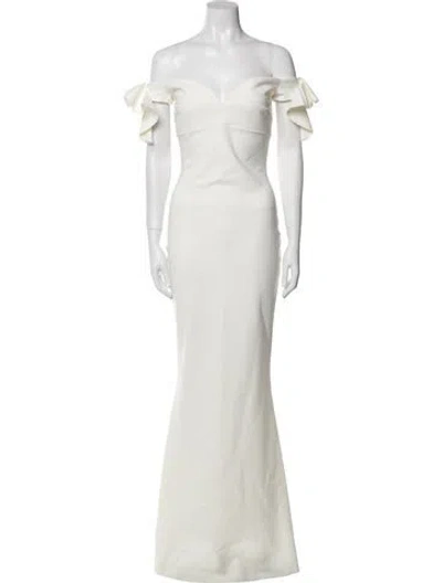 Pre-owned Chiara Boni Off-the-shoulder Long Dress In Neutral