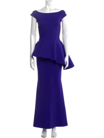 Pre-owned Chiara Boni Off-the-shoulder Long Dress In Purple