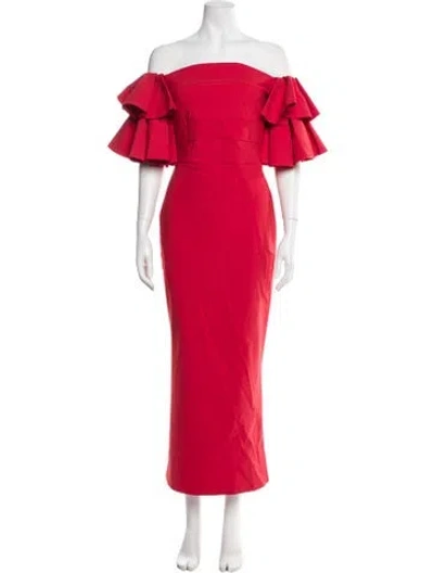 Pre-owned Chiara Boni Off-the-shoulder Long Dress In Red
