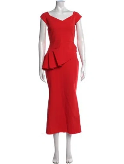 Pre-owned Chiara Boni Off-the-shoulder Long Dress In Red