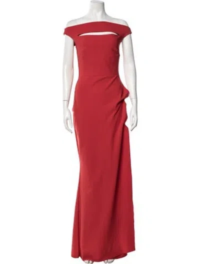 Pre-owned Chiara Boni Off-the-shoulder Long Dress In Red