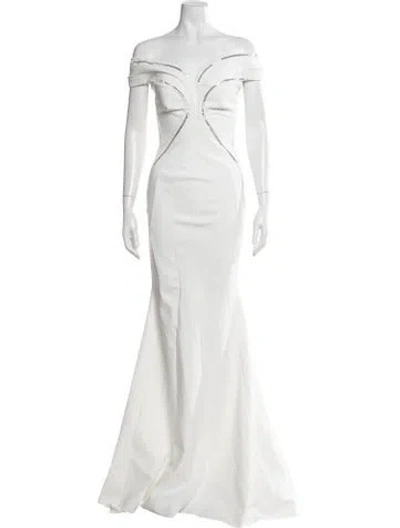 Pre-owned Chiara Boni Off-the-shoulder Long Dress In White