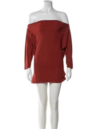 Pre-owned Chiara Boni Off-the-shoulder Long Sleeve Top In Red