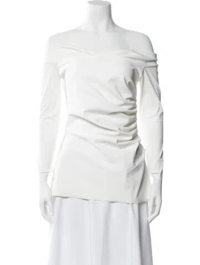 Pre-owned Chiara Boni Off-the-shoulder Long Sleeve Top In White