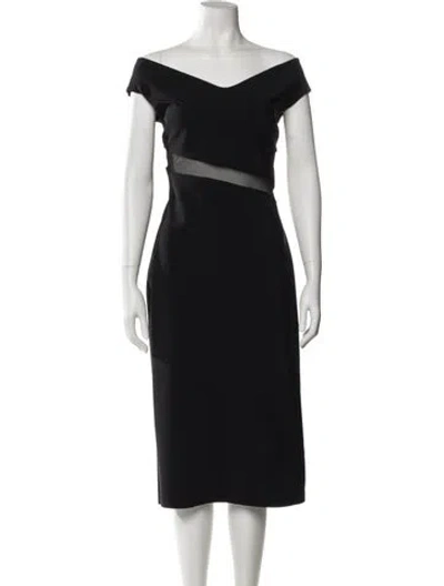 Pre-owned Chiara Boni Off-the-shoulder Midi Length Dress In Black