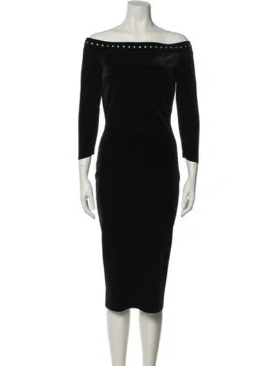 Pre-owned Chiara Boni Off-the-shoulder Midi Length Dress In Black