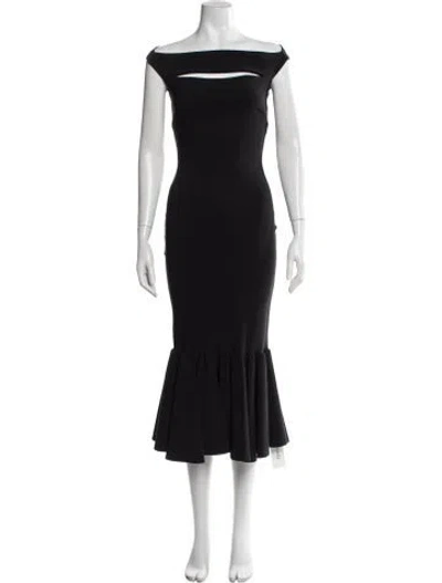 Pre-owned Chiara Boni Off-the-shoulder Midi Length Dress In Black