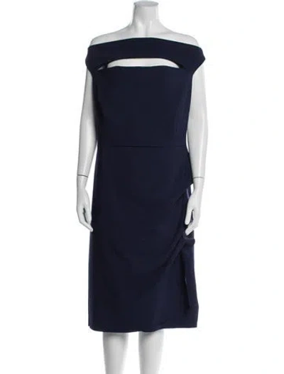 Pre-owned Chiara Boni Off-the-shoulder Midi Length Dress In Blue