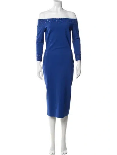Pre-owned Chiara Boni Off-the-shoulder Midi Length Dress In Blue
