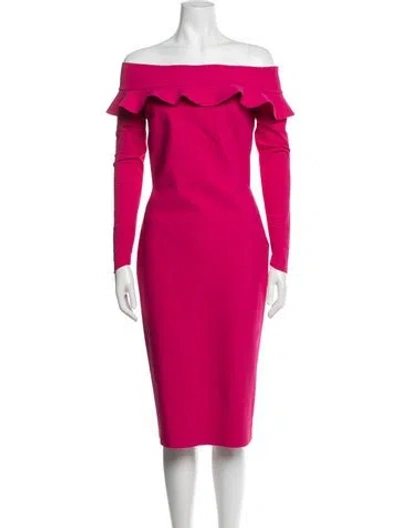 Pre-owned Chiara Boni Off-the-shoulder Midi Length Dress In Pink