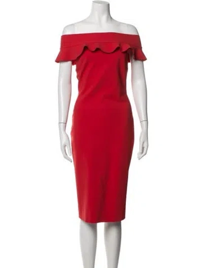 Pre-owned Chiara Boni Off-the-shoulder Midi Length Dress In Red
