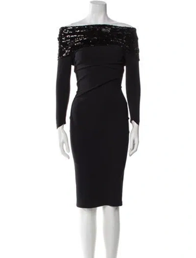 Pre-owned Chiara Boni Off-the-shoulder Midi Length Dress W/ Tags In Black