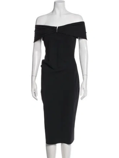 Pre-owned Chiara Boni Off-the-shoulder Midi Length Dress W/ Tags In Black