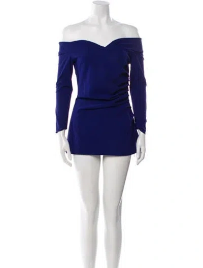 Pre-owned Chiara Boni Off-the-shoulder Mini Dress In Blue