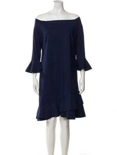 Pre-owned Chiara Boni Off-the-shoulder Mini Dress In Blue