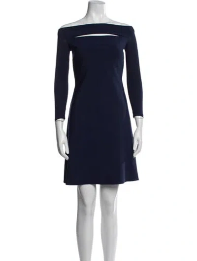 Pre-owned Chiara Boni Off-the-shoulder Mini Dress In Blue