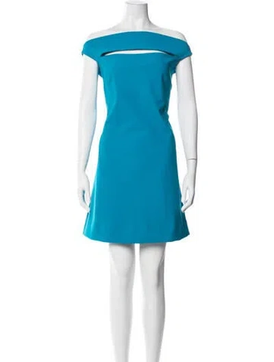 Pre-owned Chiara Boni Off-the-shoulder Mini Dress In Blue