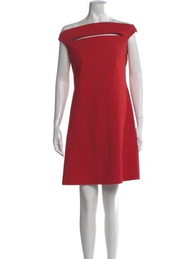 Pre-owned Chiara Boni Off-the-shoulder Mini Dress In Red