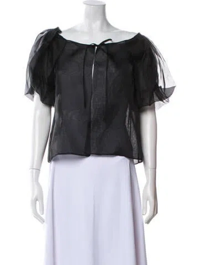 Pre-owned Chiara Boni Off-the-shoulder Short Sleeve Crop Top In Blue