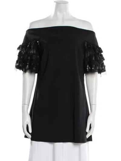 Pre-owned Chiara Boni Off-the-shoulder Short Sleeve Top In Black