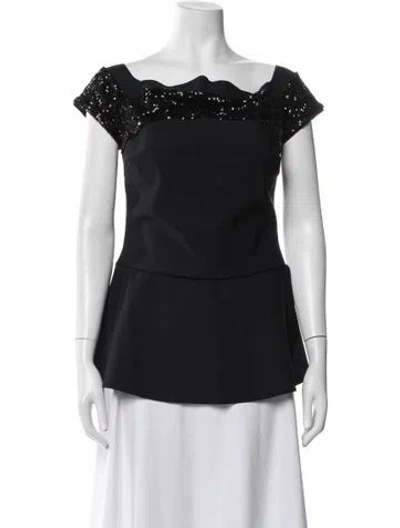 Pre-owned Chiara Boni Off-the-shoulder Short Sleeve Top In Black