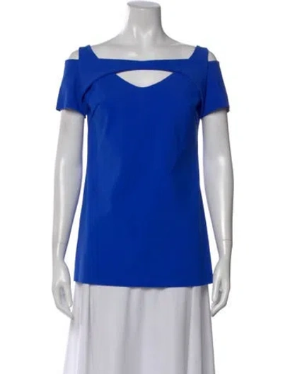 Pre-owned Chiara Boni Off-the-shoulder Short Sleeve Top In Blue