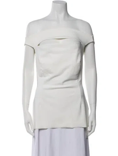 Pre-owned Chiara Boni Off-the-shoulder Short Sleeve Top In White