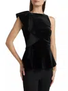 Chiara Boni Olha Velvet Zp Jersey Blouse In Black In Black