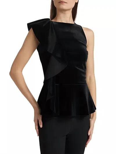 Chiara Boni Olha Velvet Zp Jersey Blouse In Black