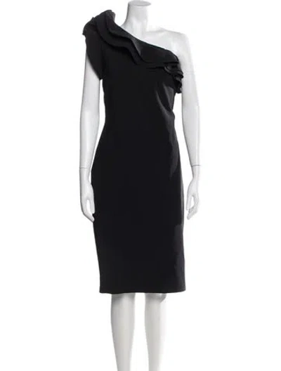 Pre-owned Chiara Boni One-shoulder Knee-length Dress In Black