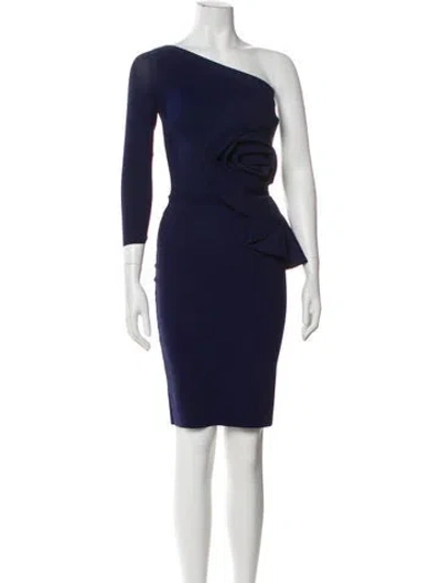 Pre-owned Chiara Boni One-shoulder Knee-length Dress In Blue
