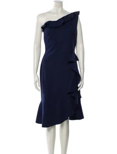 Pre-owned Chiara Boni One-shoulder Knee-length Dress In Blue