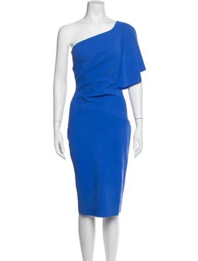Pre-owned Chiara Boni One-shoulder Knee-length Dress In Blue